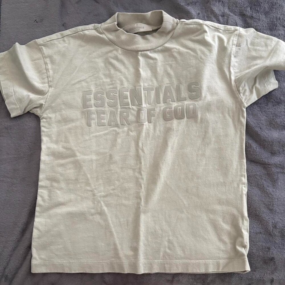 Essentials Women's Cream and White T-shirt